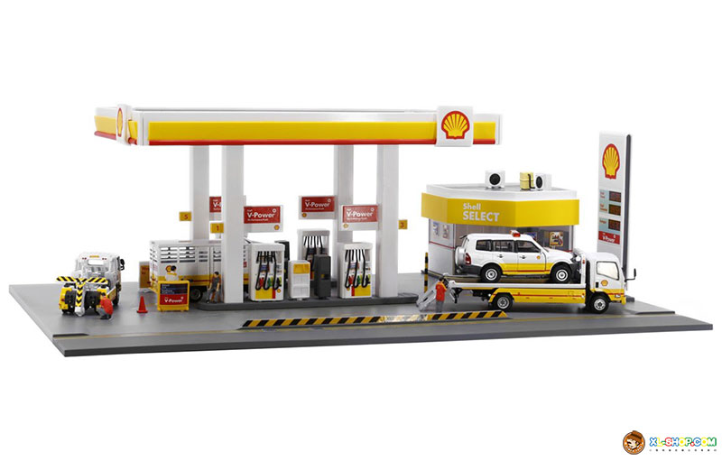 Tiny Bd17 164 scale Shell Petrol Station Diorama with Led light