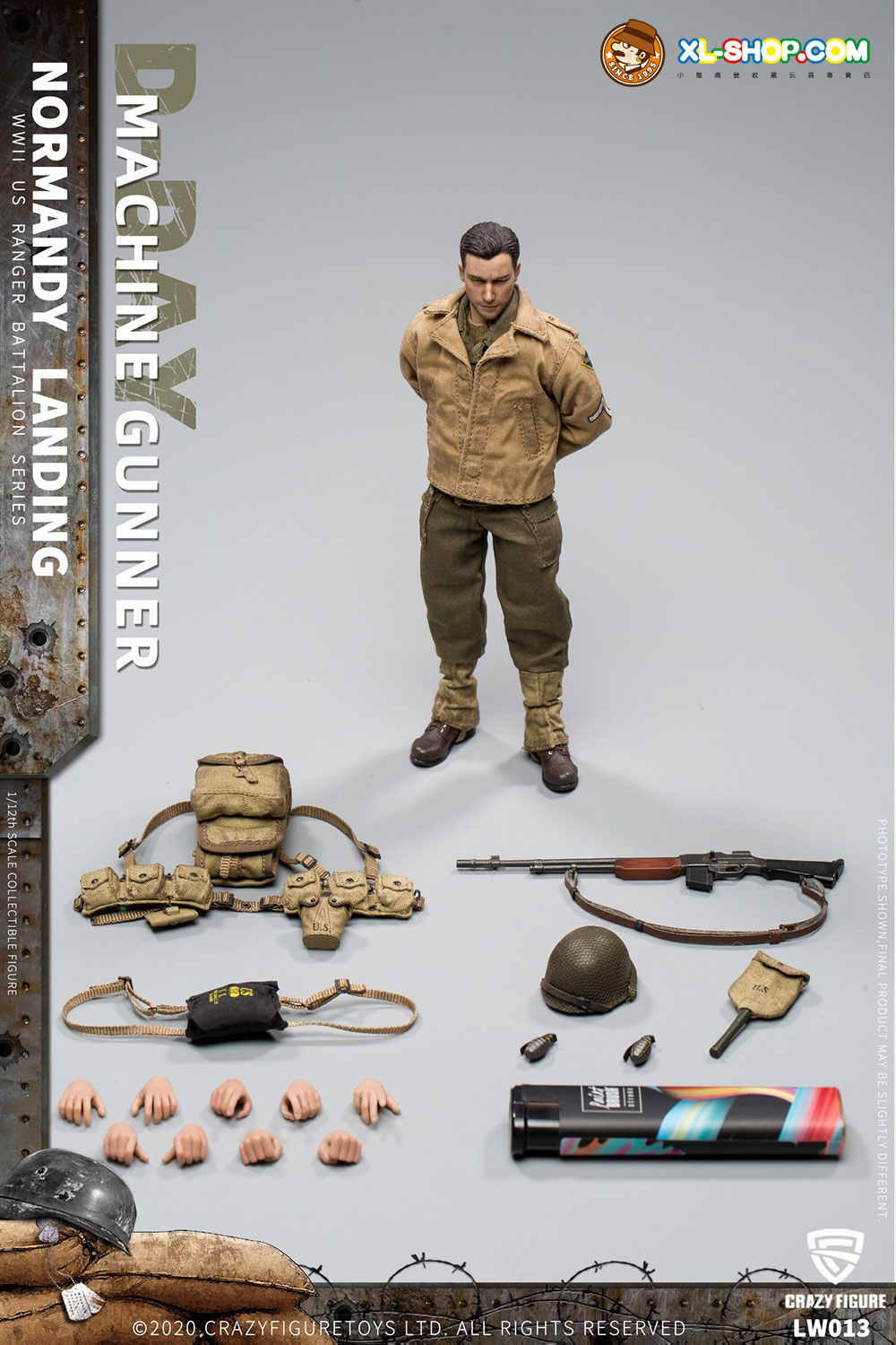 Crazy Figure - LW013 - 1/12 WWII U.S. Rangers On D-Day Machine gunner