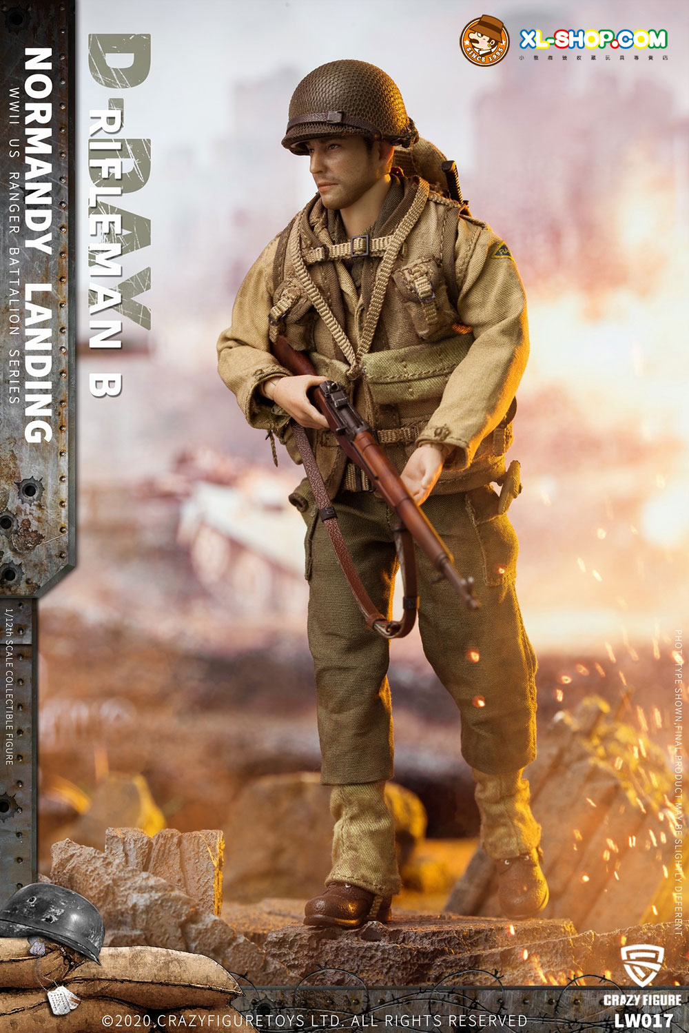 Craazy Figure Rangers Crazy Figure - LW017 - 1/12 WWII U.S. Rangers On D-Day Rifleman B