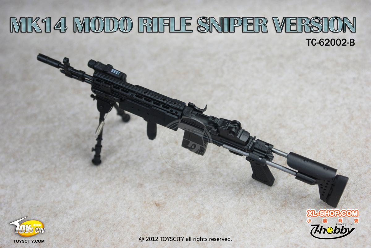 Mod O Rifle Toys City - 1/6 Accessories - MK14 Modo Rifle Sniper Black Version